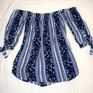 Blue Off the Shoulder Top